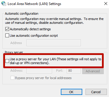 Click «Use a proxy server for your LAN» and go to «Advanced»