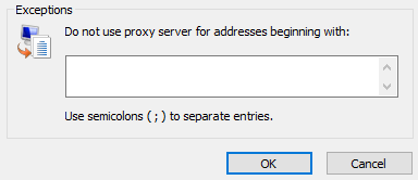 Enter the websites that don't require the proxy server